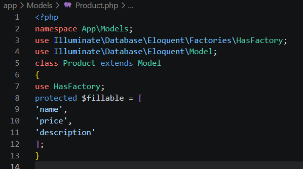 Model Product Eloquent