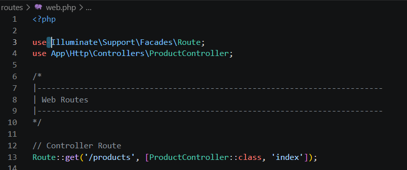 Detail Baris Controller Route