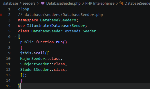 Registrasi Database Seeder Master