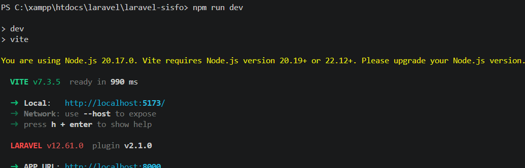 Vite server runtime ready