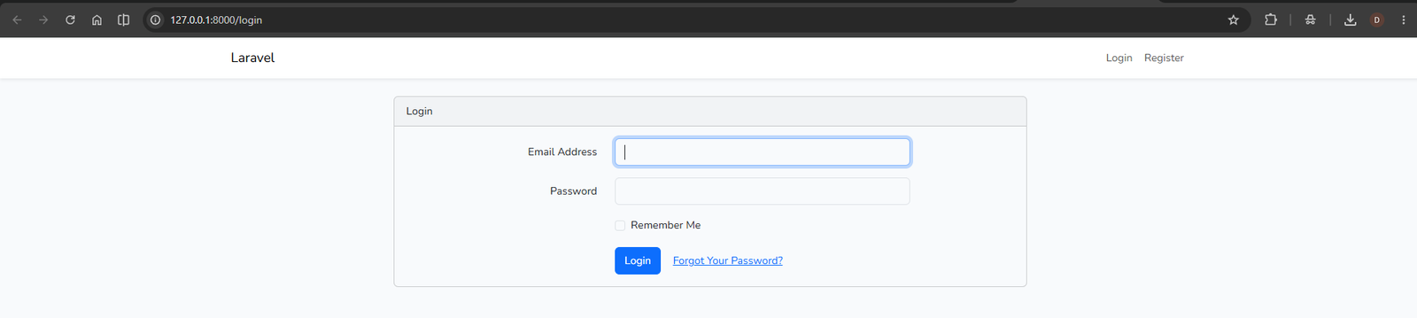Form login otorisasi default
