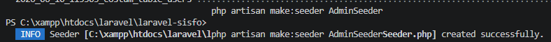 Generate AdminSeeder file