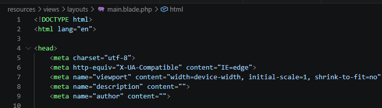 Struktur tag pembuka main layout