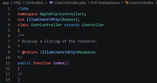 Blueprint fungsi bawaan resource controller