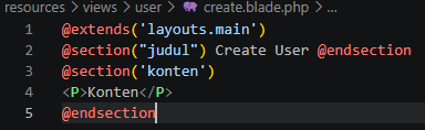 Pewarisan layout master pada form create