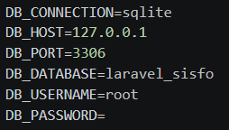 Konfigurasi Database .env SQLite